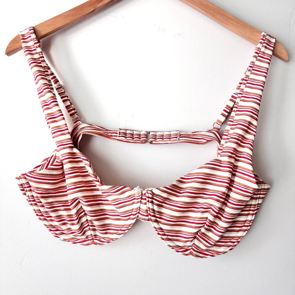 Abercrombie & Fitch Women XL Wide Strap Red Striped Underwire Bikini Top New NWT
